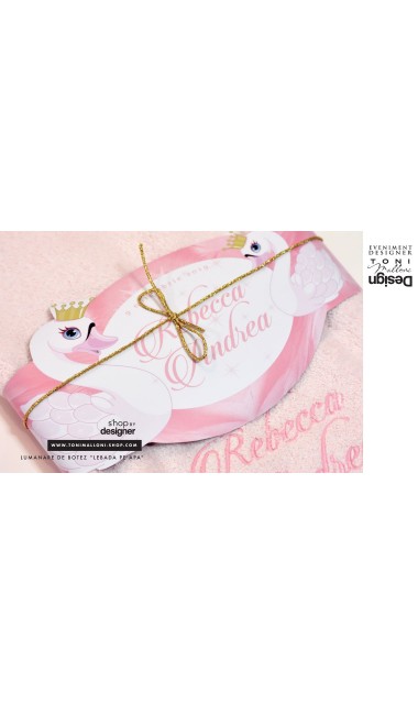 Trusou botez cu lebada pentru fetite personalizat prin brodare, Little Swan 23